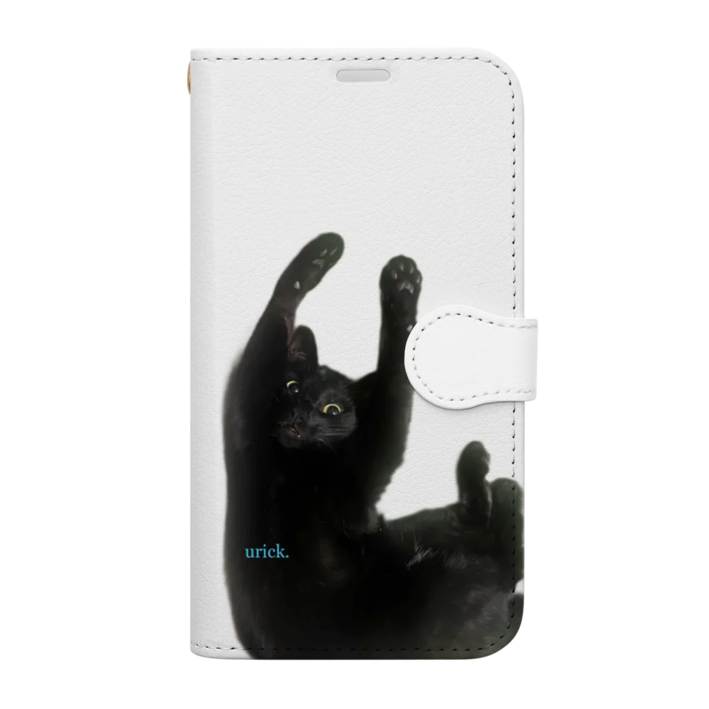 KuMu-music Shopのモノトーン猫 （urick.） Book-Style Smartphone Case