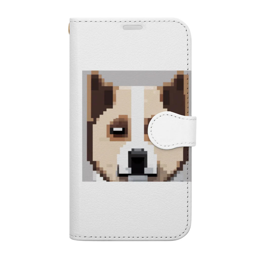 たるほのお店のピクセルアートのかわいい秋田犬 Book-Style Smartphone Case