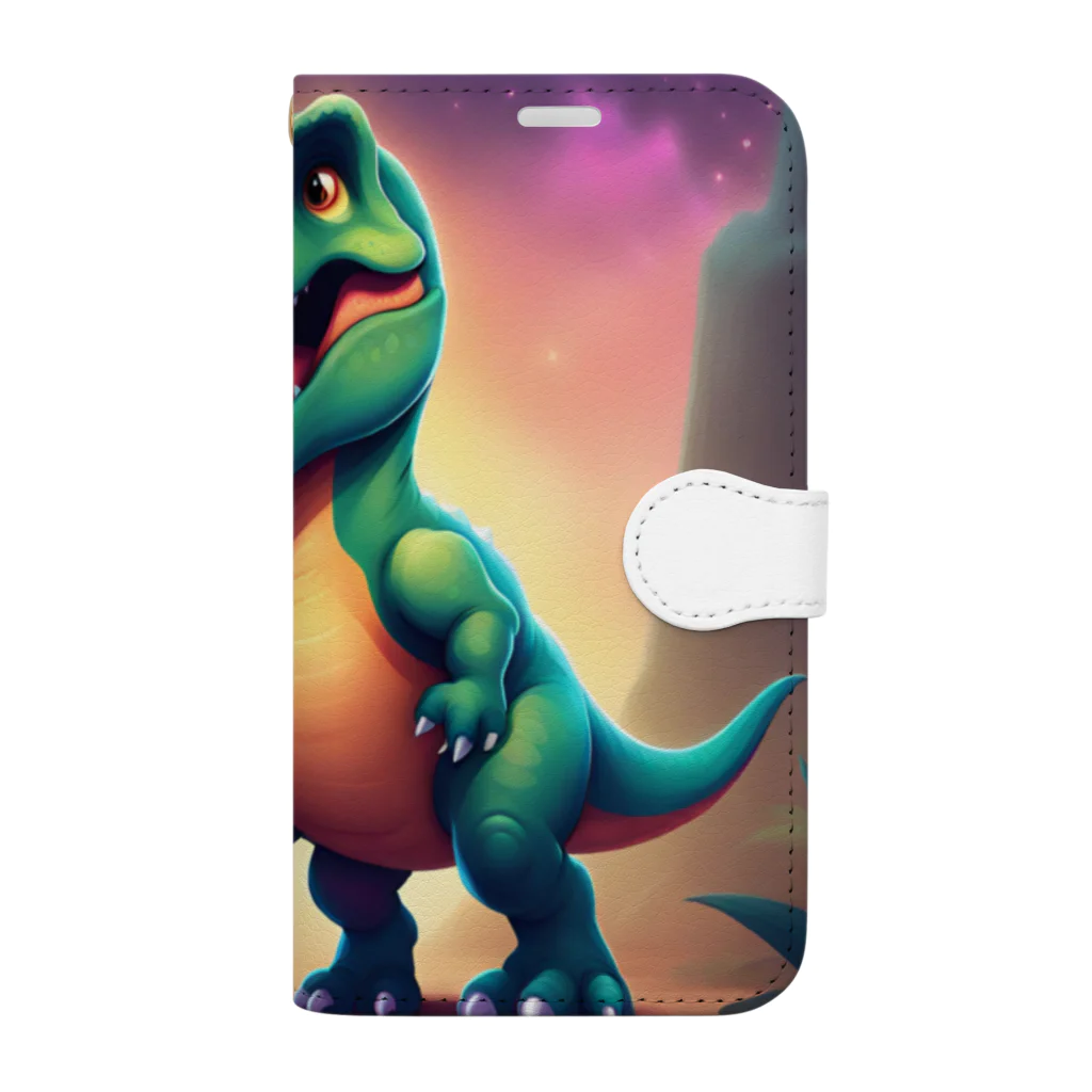 春乃遊羽アイディアイラストショップの可愛いティラノサウルス Book-Style Smartphone Case