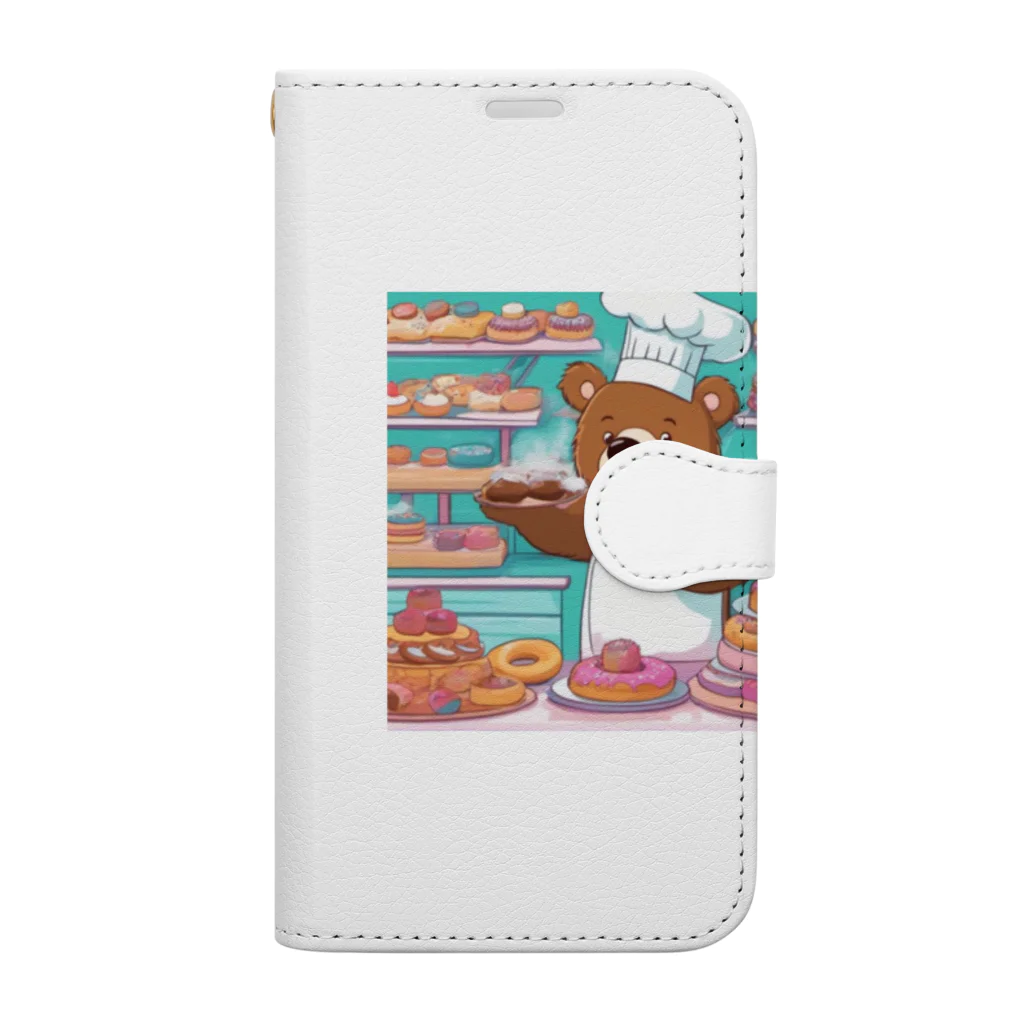 detti商店のドーナツ職人のクマさん Book-Style Smartphone Case