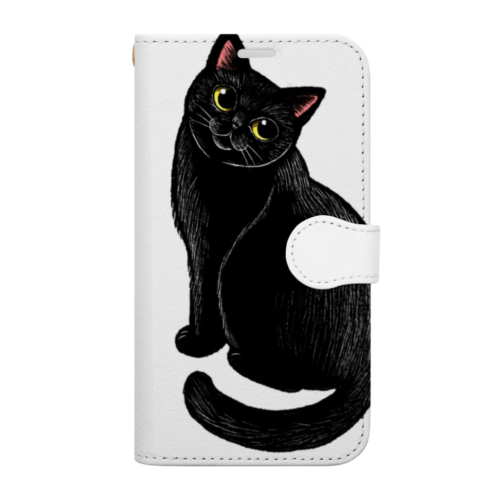 もっち（mocchi）の黒猫ちゃん 手帳型スマホケース