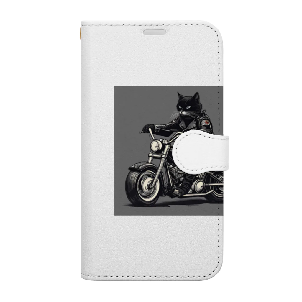 zkunmamaのワイルド黒猫 Book-Style Smartphone Case