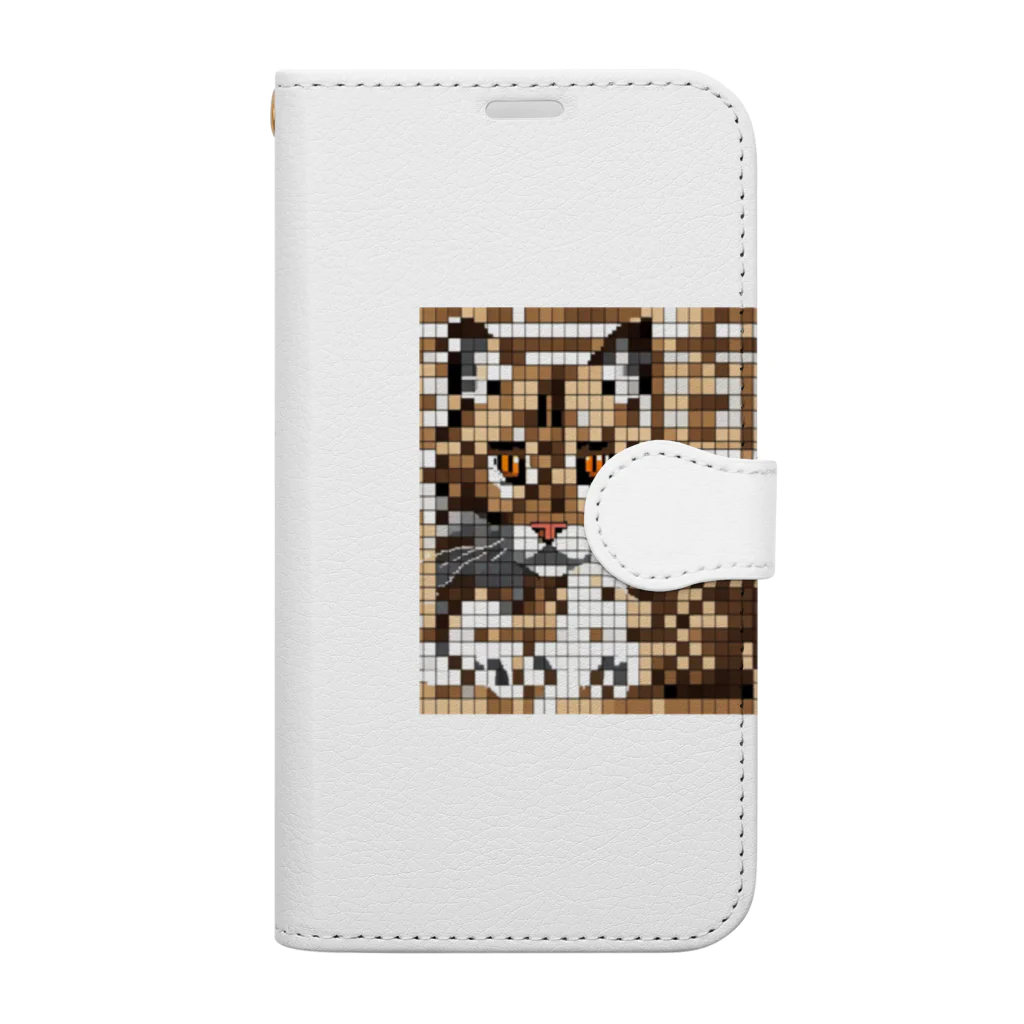 kindonesiaのドット絵のベンガルキャット Book-Style Smartphone Case