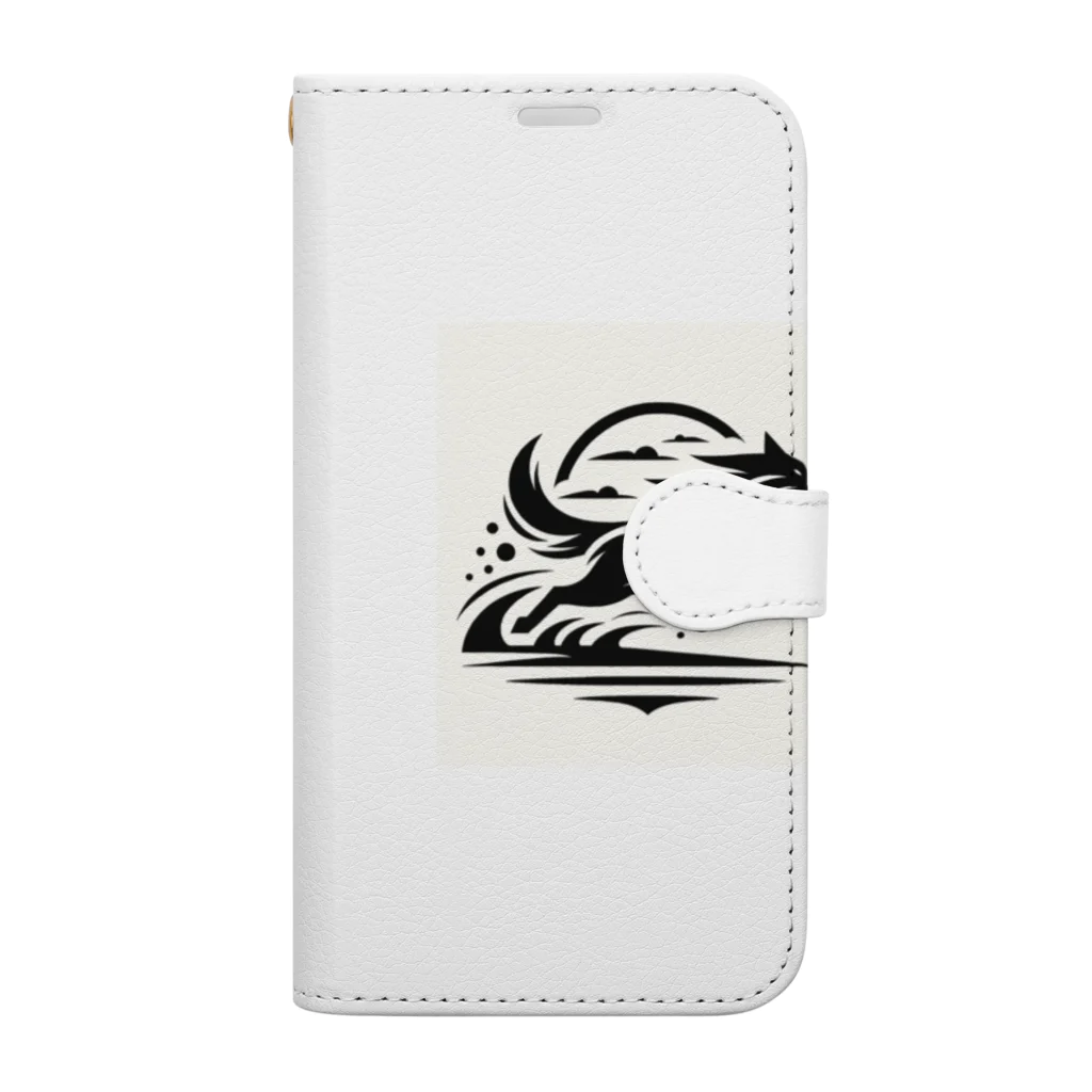 レインボーグリッターの獲物を狩るオオカミ Book-Style Smartphone Case