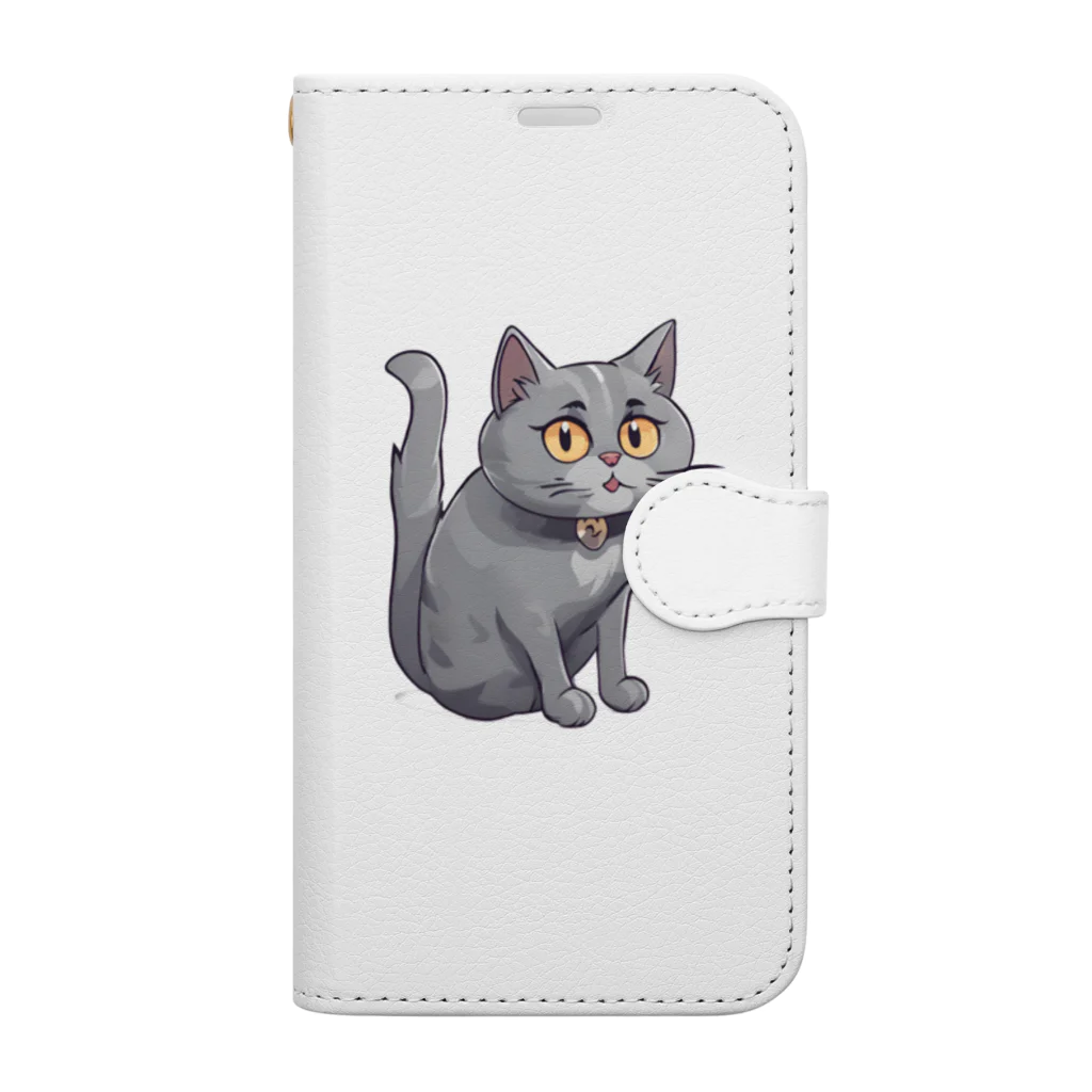 心の彩アートのグレーキャット Book-Style Smartphone Case