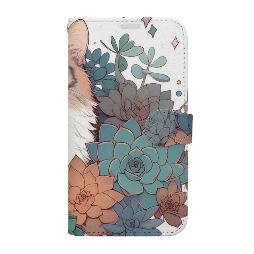 わんにゃんsucculentの猫と多肉 Book-Style Smartphone Case