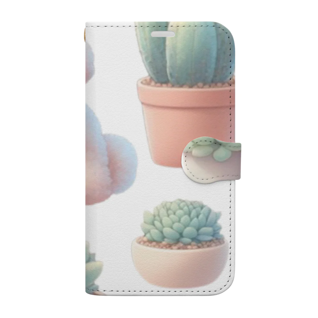 わんにゃんsucculentのトイプーと多肉植物 Book-Style Smartphone Case