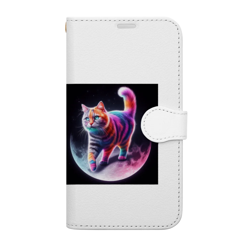 ニャーちゃんショップのムーンキャット【月で暮らす猫】 Book-Style Smartphone Case