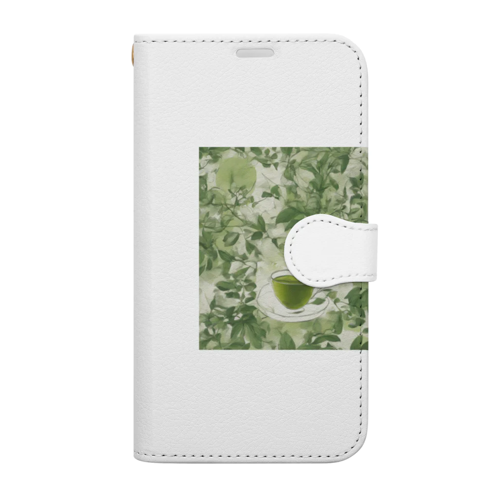 千裕アトリエ（いつもありがとう）のグリーンティーのアート　green tea art Book-Style Smartphone Case