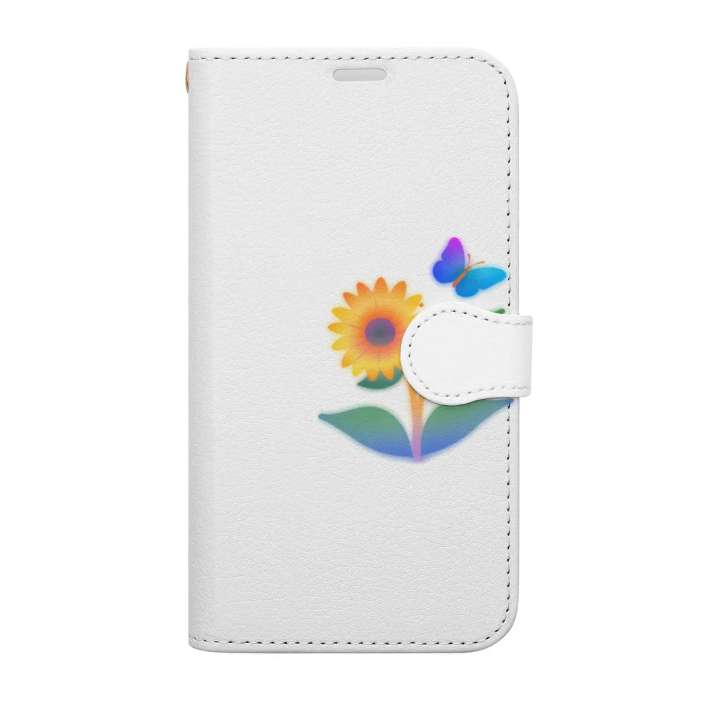 Flower Twinkleの黄色花と蝶 Book-Style Smartphone Case