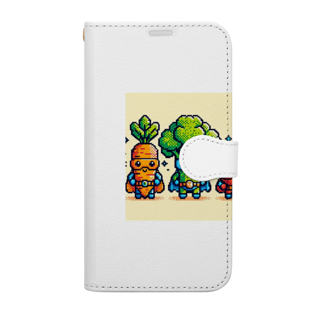 ワワジジドットクラブのドットヒーローになる野菜達A Book-Style Smartphone Case