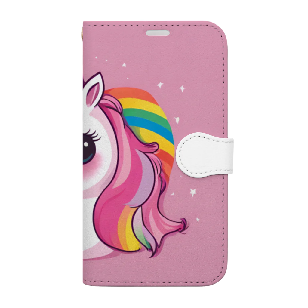 unicorn_dreamsの夢の国のピンクのユニちゃん 手帳型スマホケース