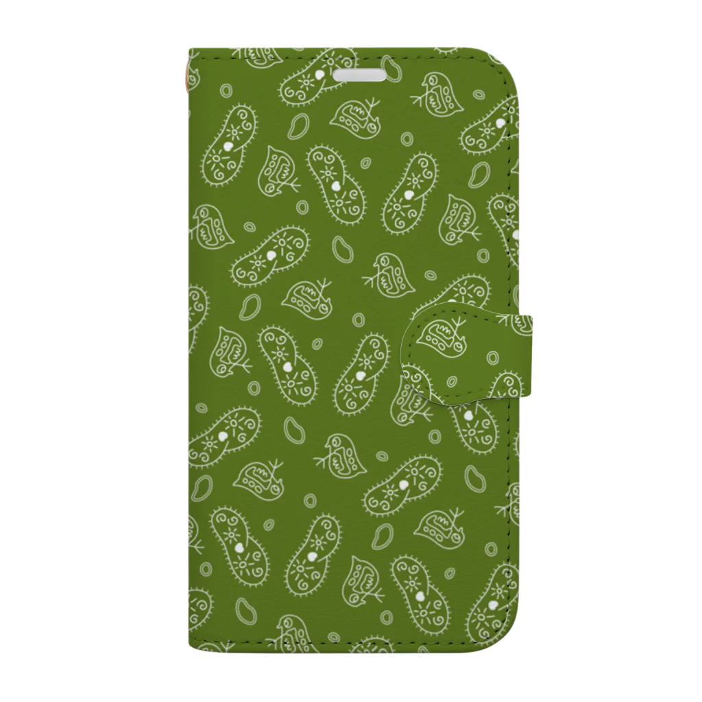 B-catの微生物パターン緑_アイテムいろいろ Book-Style Smartphone Case