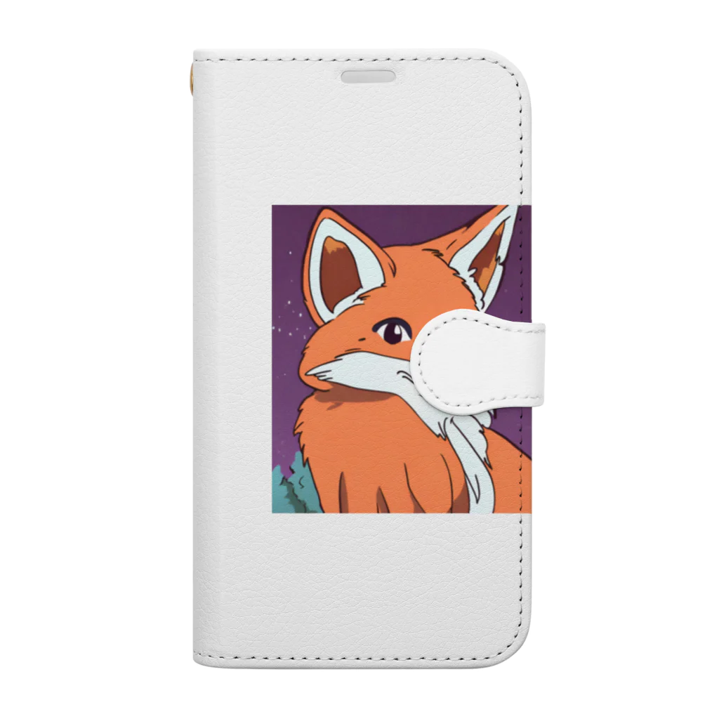 かわいいキャラクターのちょーかわいいきつねのイラストグッズ Book-Style Smartphone Case