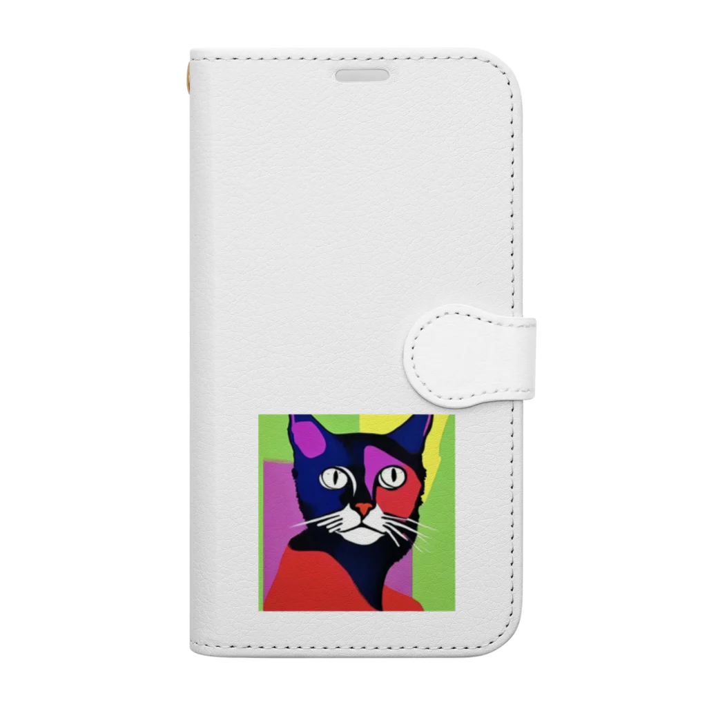 SuperTrioのCOLOR CAT 手帳型スマホケース