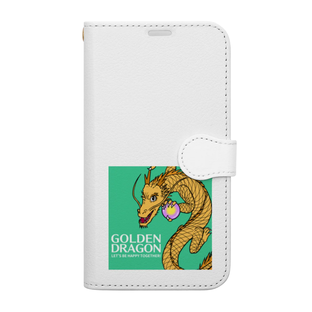 kazu_gの幸せの金龍さん（緑） Book-Style Smartphone Case