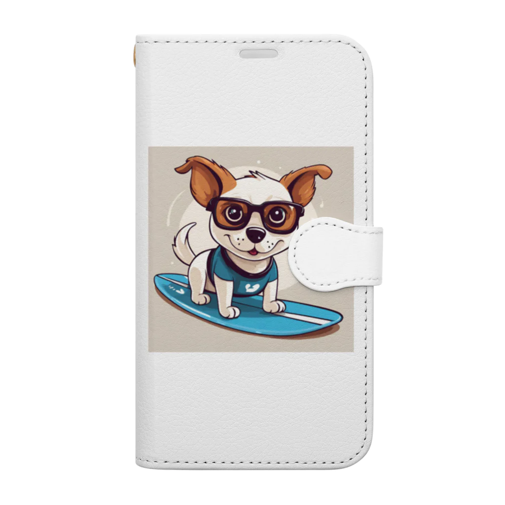 With-a-smileのサーフィン犬 Book-Style Smartphone Case