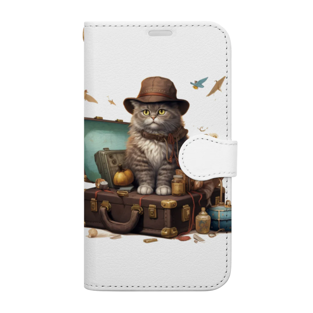 空想猫世界shop'sの旅の途中の猫 Book-Style Smartphone Case