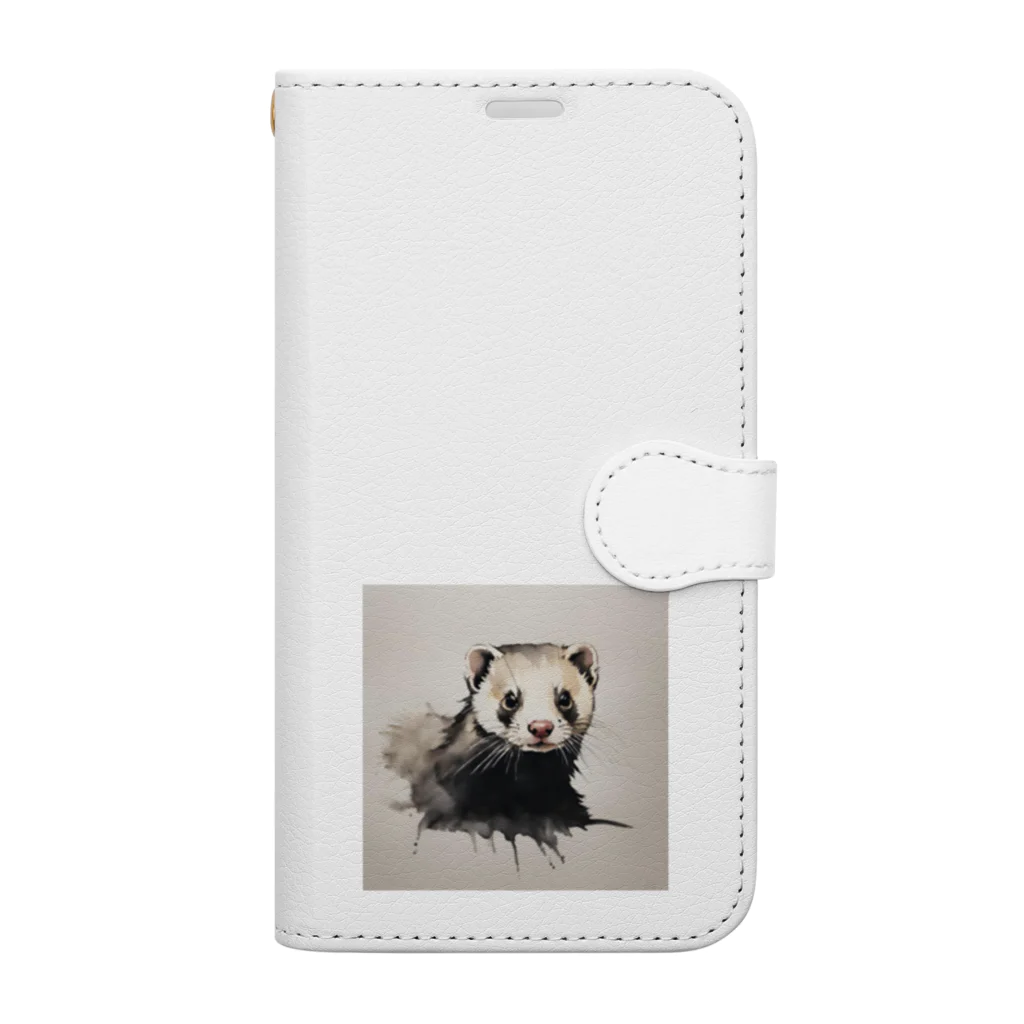 Moff-Animal'sの水墨鼬(フェレット) Book-Style Smartphone Case