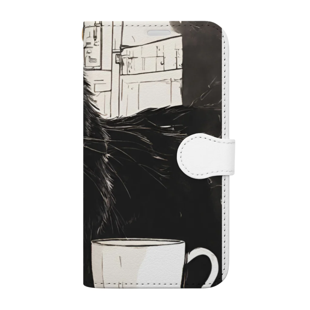 kuroneko0405の黒猫とコーヒー③ Book-Style Smartphone Case