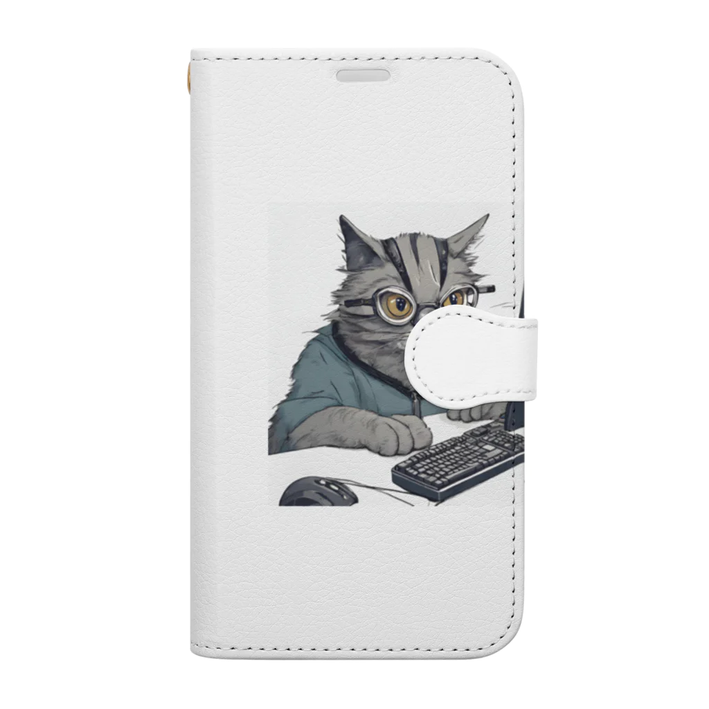 猫の森の開発者猫 Book-Style Smartphone Case