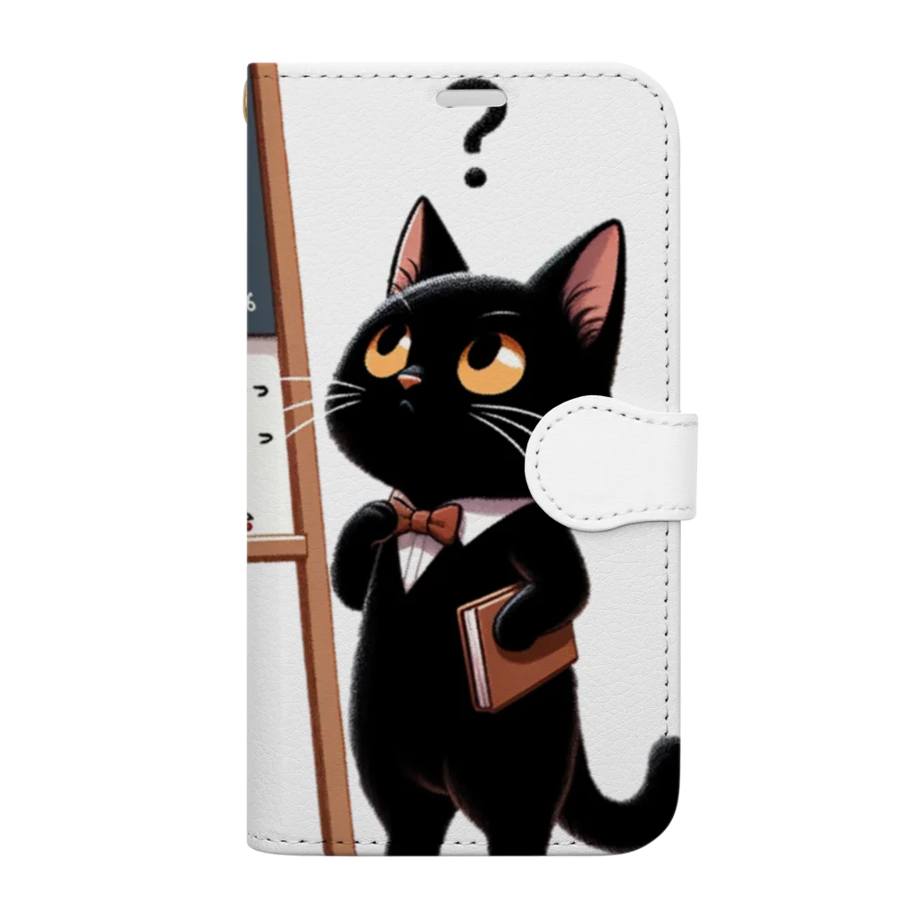 niko&PANDA shopのリーマン予想を解こうとしている猫の学者さん Book-Style Smartphone Case