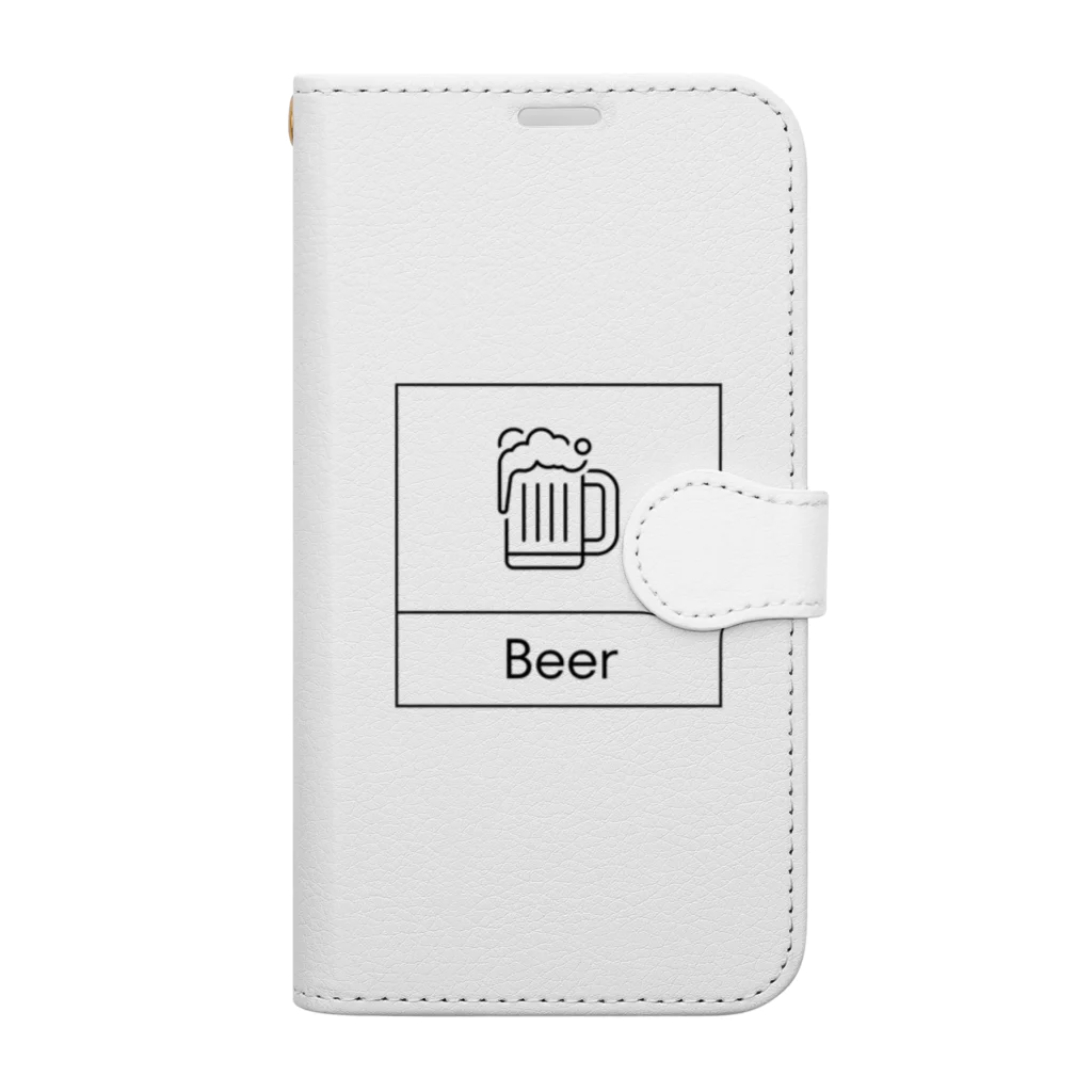 ミニマルくんの四角におさまるBeer 手帳型スマホケース