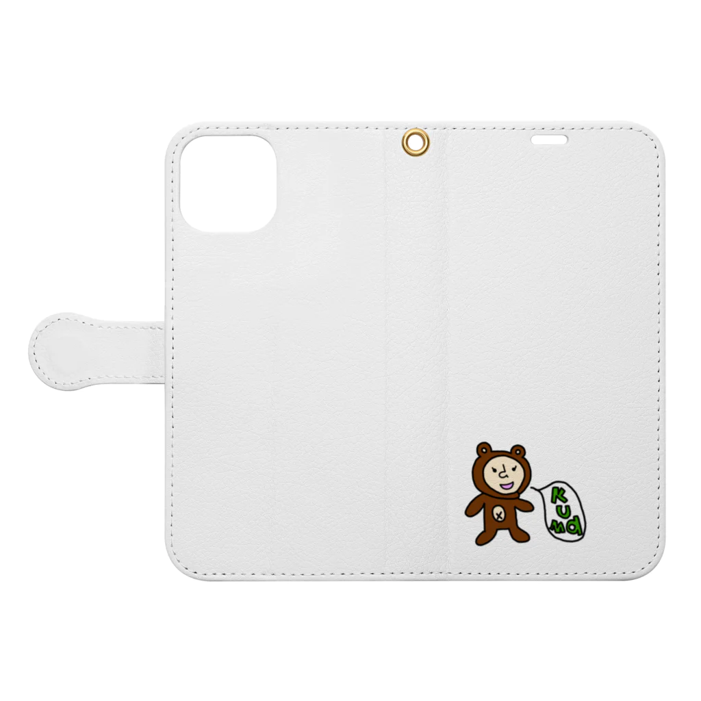 おかざきしののイラストグッズの店のKUMA！ Book-Style Smartphone Case:Opened (outside)