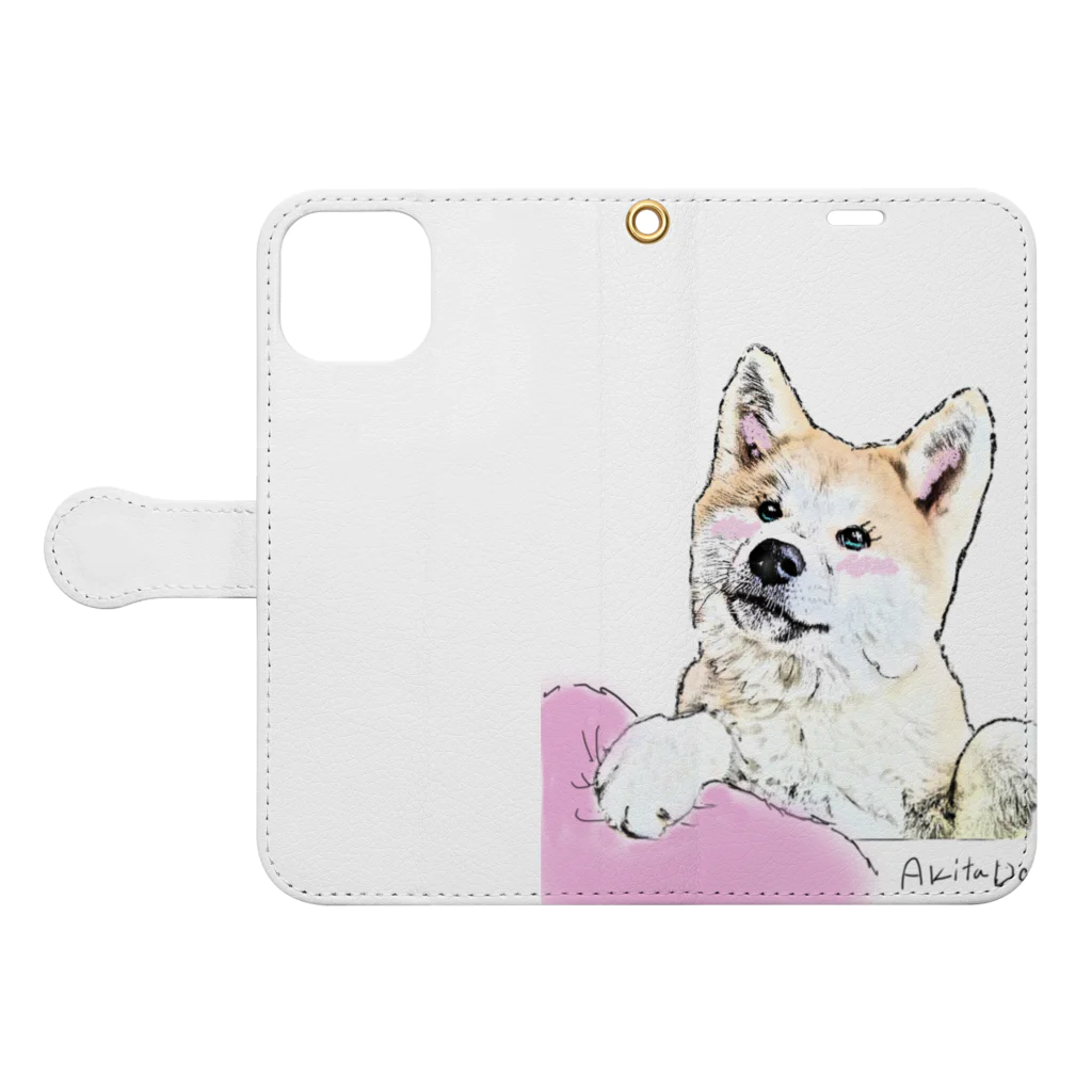アウトドア大好き秋田犬の◇秋田犬ななちゃんグッズ◇ Book-Style Smartphone Case:Opened (outside)