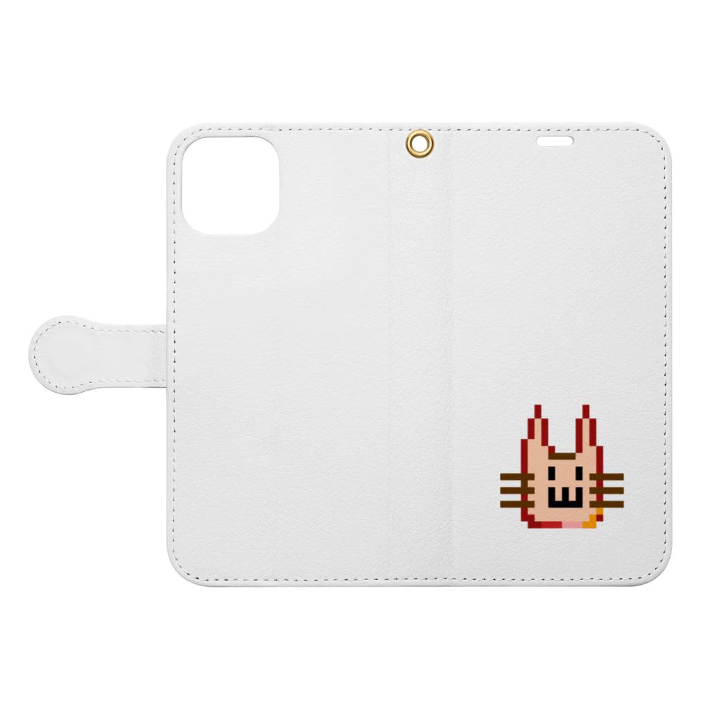 usagiXnekoのねこのようななにか(イエベ秋ドット) Book-Style Smartphone Case:Opened (outside)