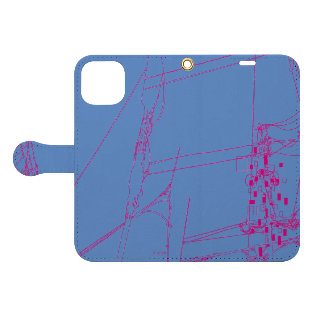 In+u1t/0NのIn+u1t0N #02 ブルー Book-Style Smartphone Case:Opened (outside)