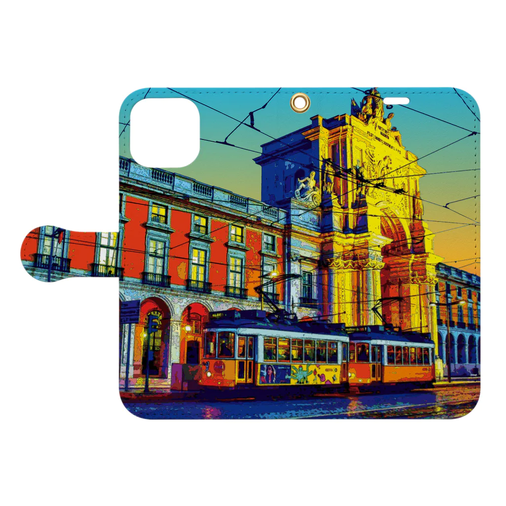GALLERY misutawoのポルトガル コメルシオ広場の夕暮れ Book-Style Smartphone Case:Opened (outside)
