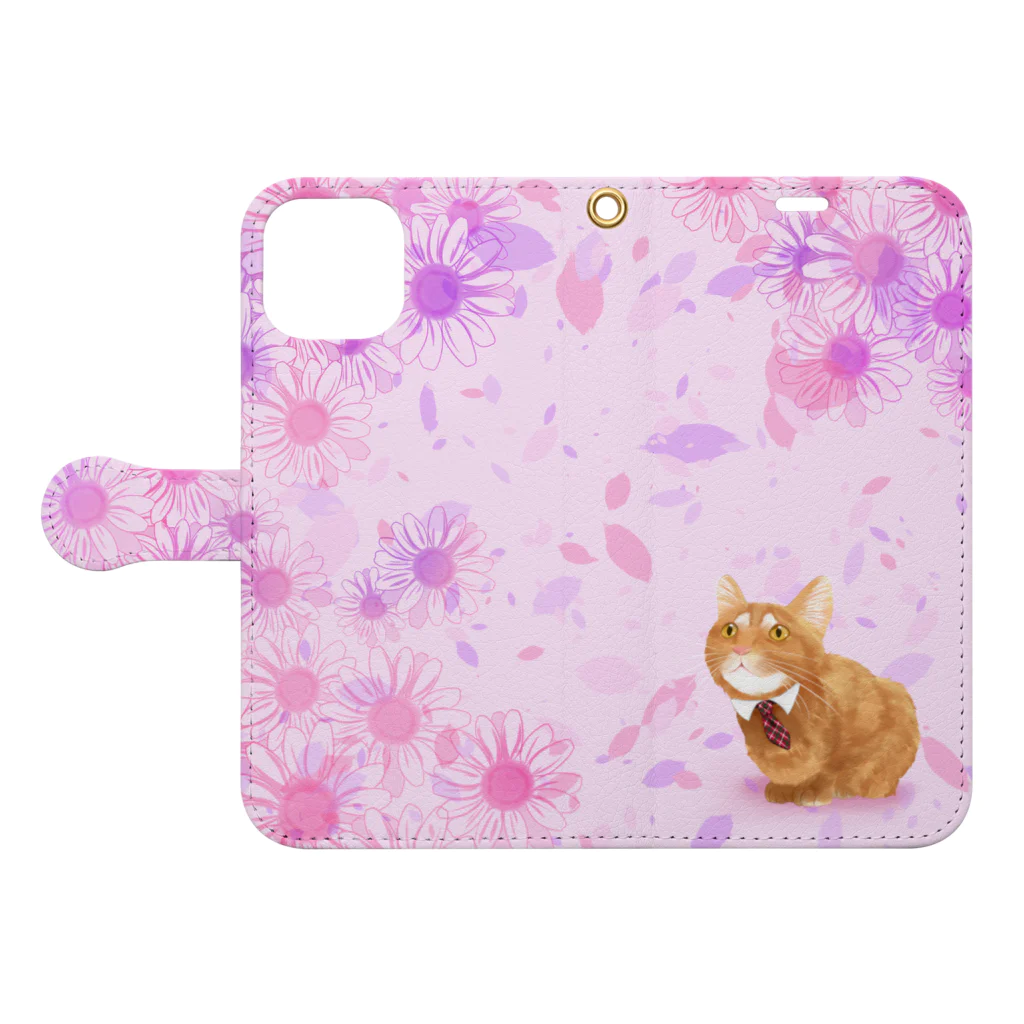 アトリエ『猫虹彩パレット』🐈🌈🎨のかもみーるとれおんくん Book-Style Smartphone Case:Opened (outside)