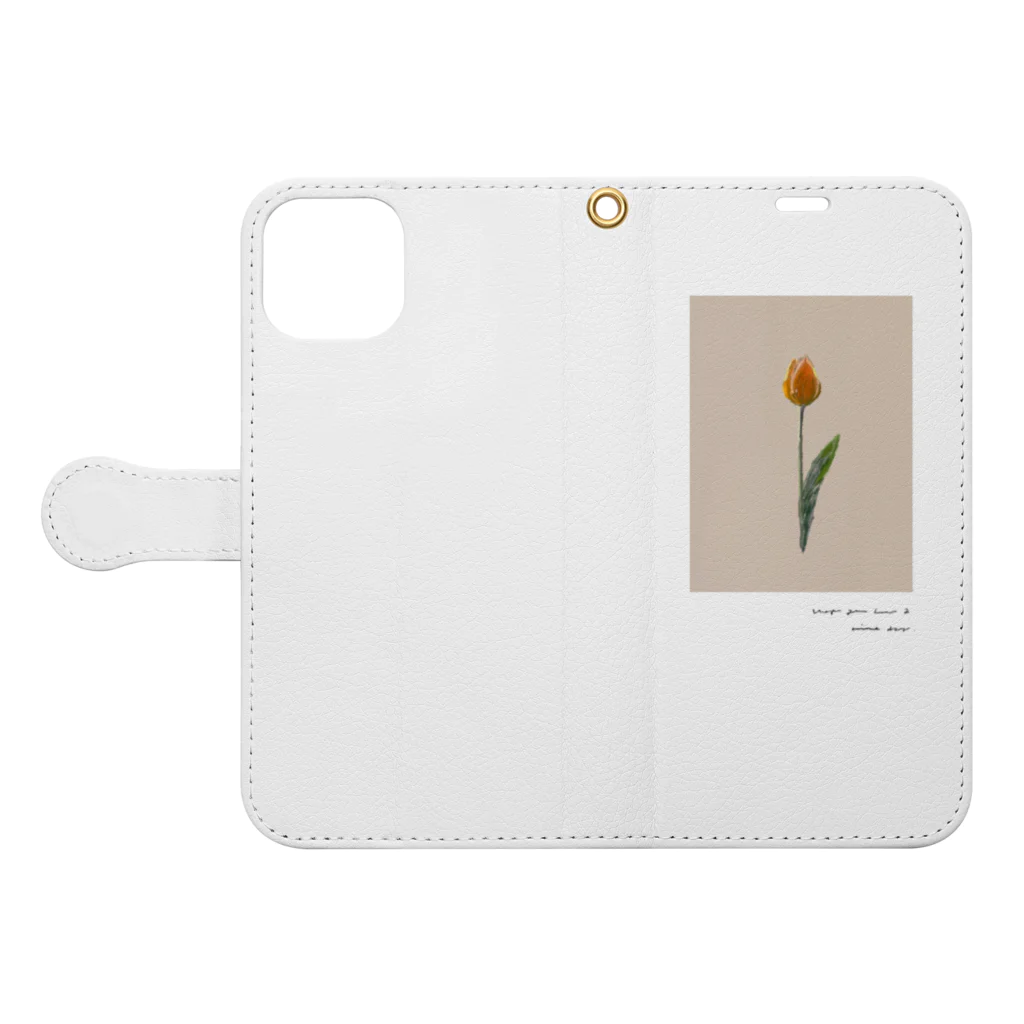 rilybiiの夕焼けとチューリップ Book-Style Smartphone Case:Opened (outside)