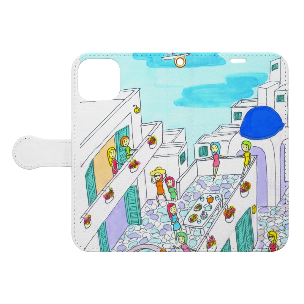 AKISENのエーゲ海ガールズ Book-Style Smartphone Case:Opened (outside)