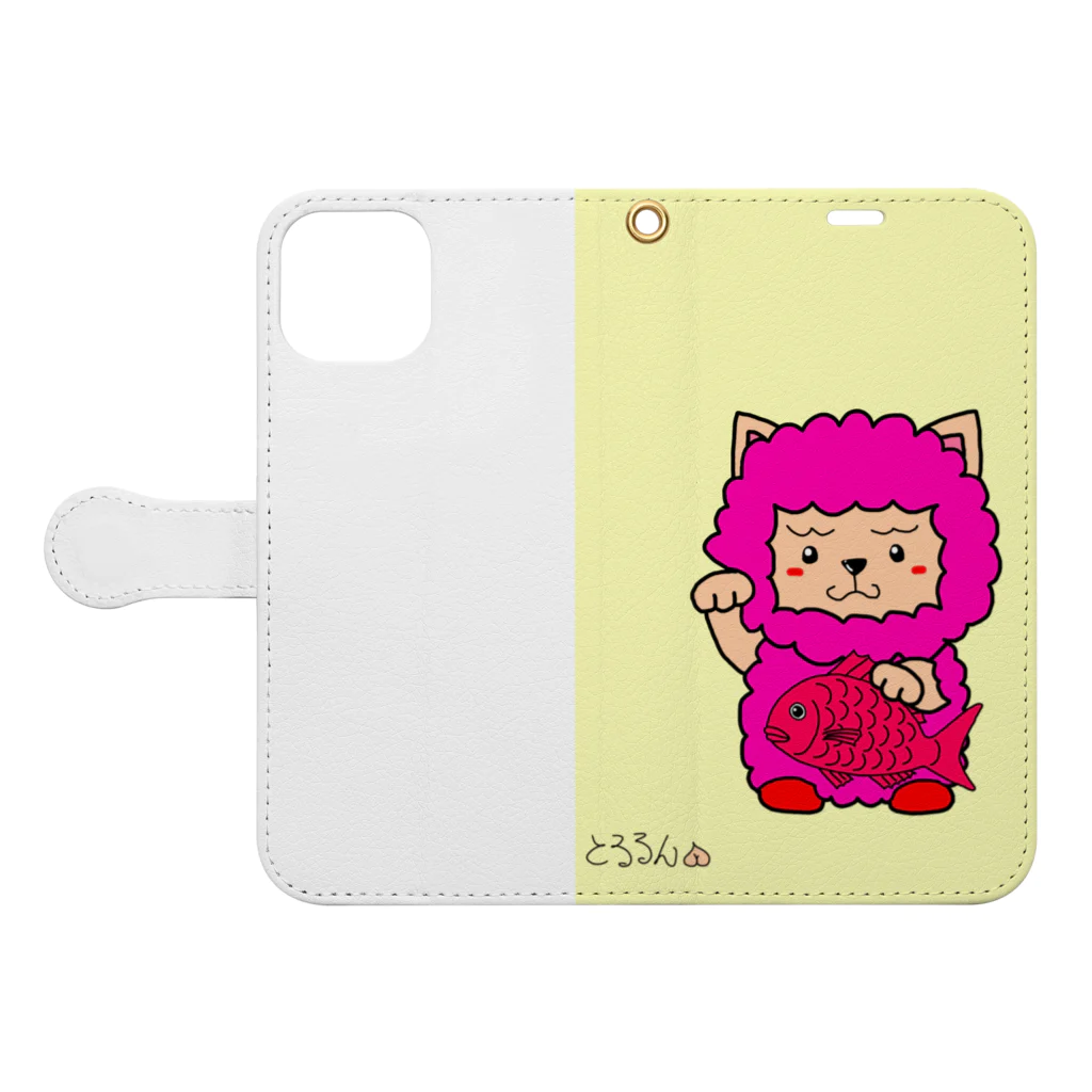 とるるん(お尻フェチ&ちっぱい愛好会会員②)の招き夢羊ん Book-Style Smartphone Case:Opened (outside)