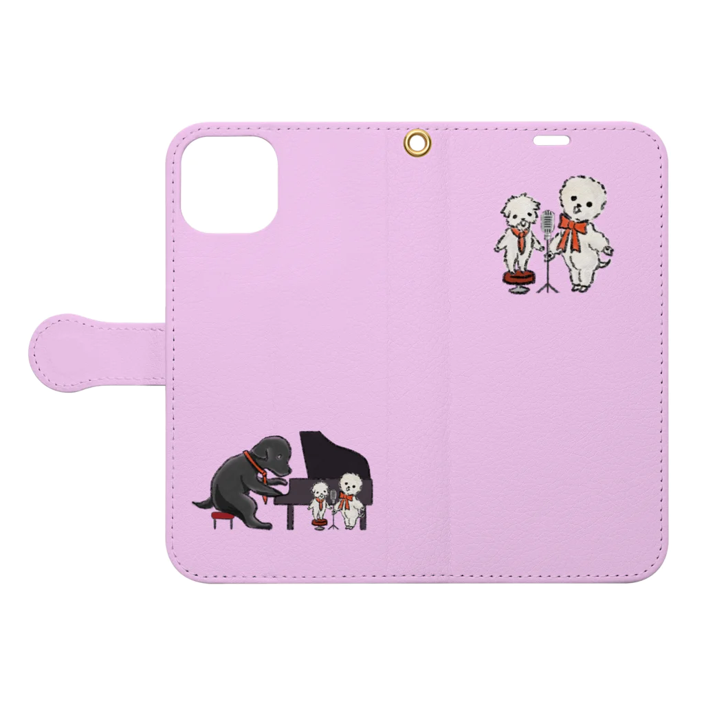 MukiyoのTrio of three dogs Book-Style Smartphone Case:Opened (outside)