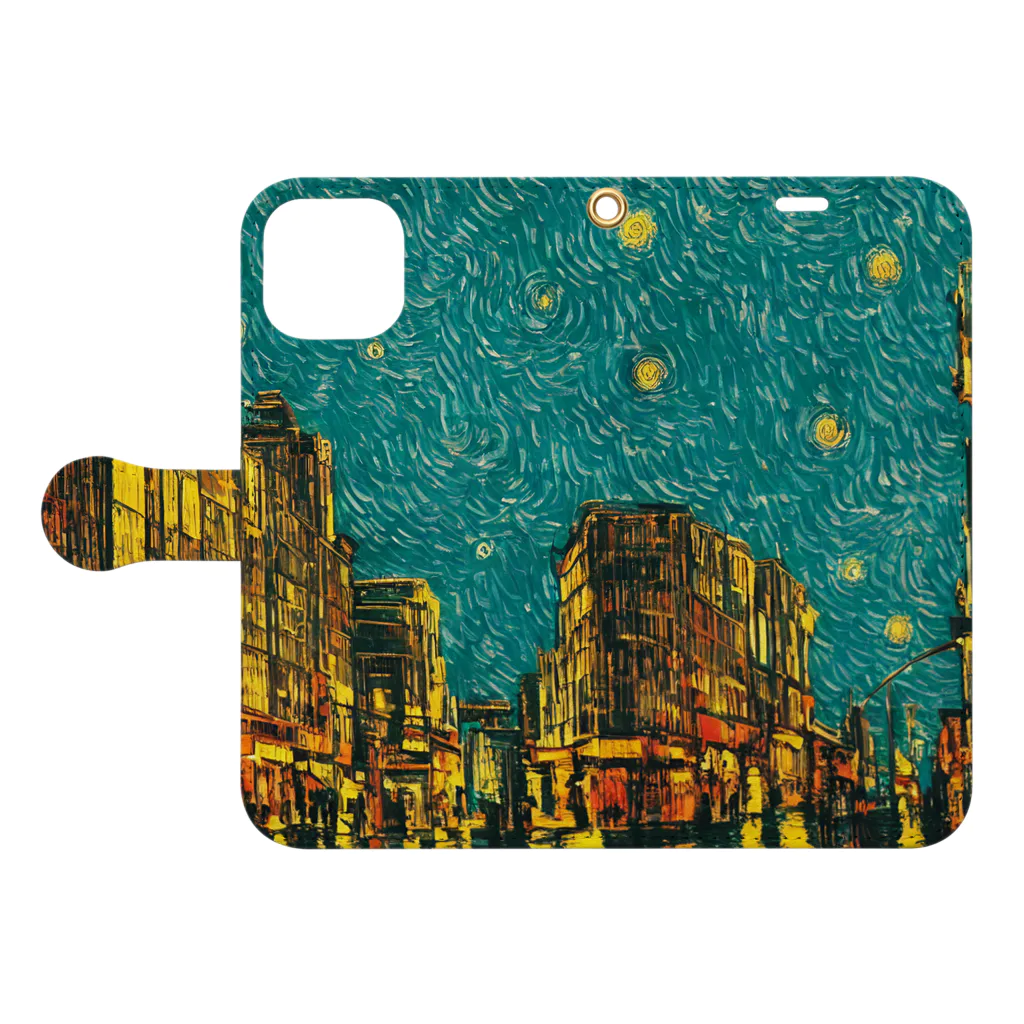 TakashiSのnight sky after rain Book-Style Smartphone Case:Opened (outside)