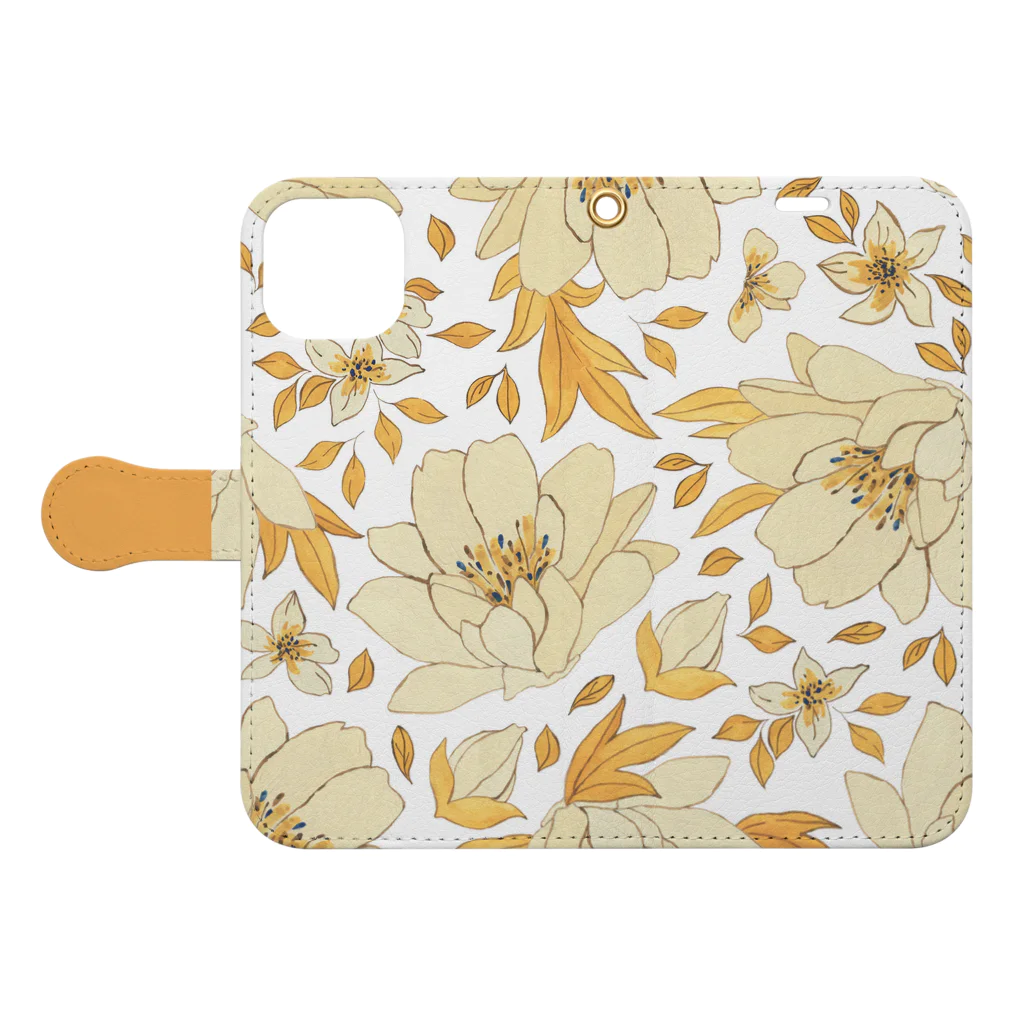 orange_honeyの花柄22 Book-Style Smartphone Case:Opened (outside)