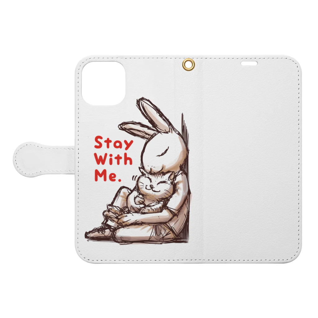 BeachBunnyのうさぎとねこ　Stay With Me Book-Style Smartphone Case:Opened (outside)