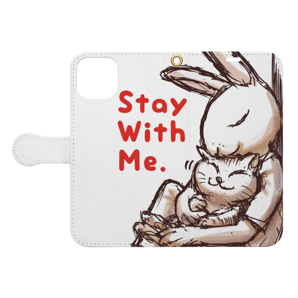 BeachBunnyのうさぎとねこ　Stay With Me 手帳型スマホケースを開いた場合(外側)