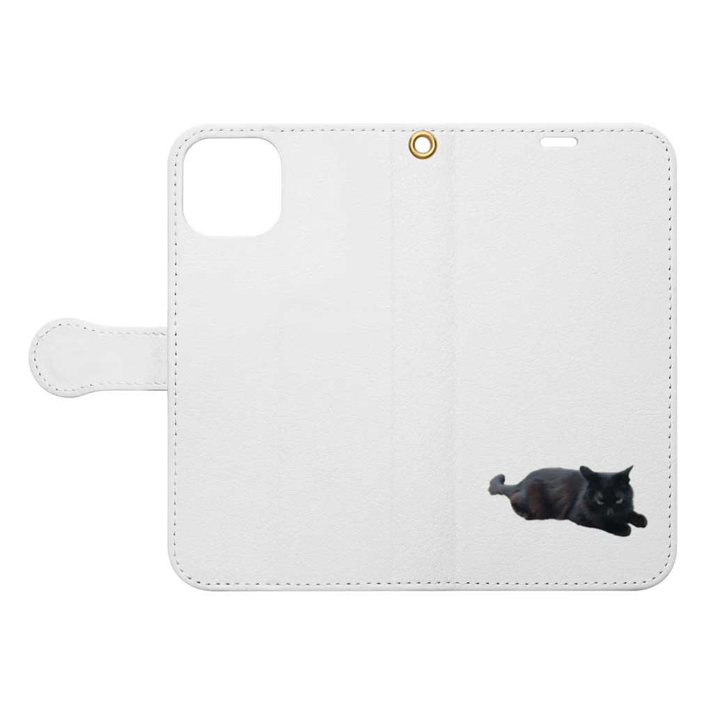 tyabu_lateの撫で待ち！くろちゃん Book-Style Smartphone Case:Opened (outside)