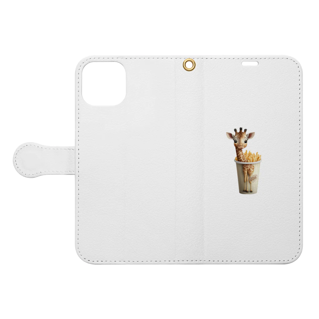 Foodie-animalsのきりんポテト Book-Style Smartphone Case:Opened (outside)