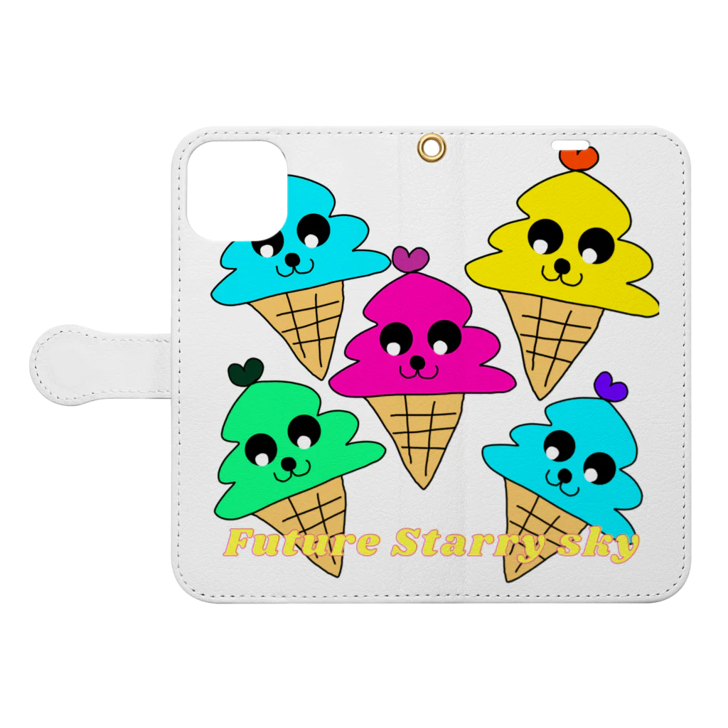 Future Starry Skyのソフトクリーム🍦 Book-Style Smartphone Case:Opened (outside)