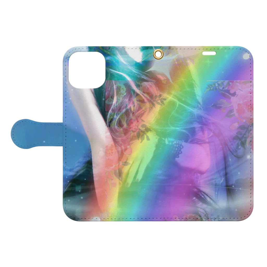 💖宇宙整体♪🌈♪こころからだチャンネル♪💖のuniversalPrincess healing rainbow 手帳型スマホケースを開いた場合(外側)