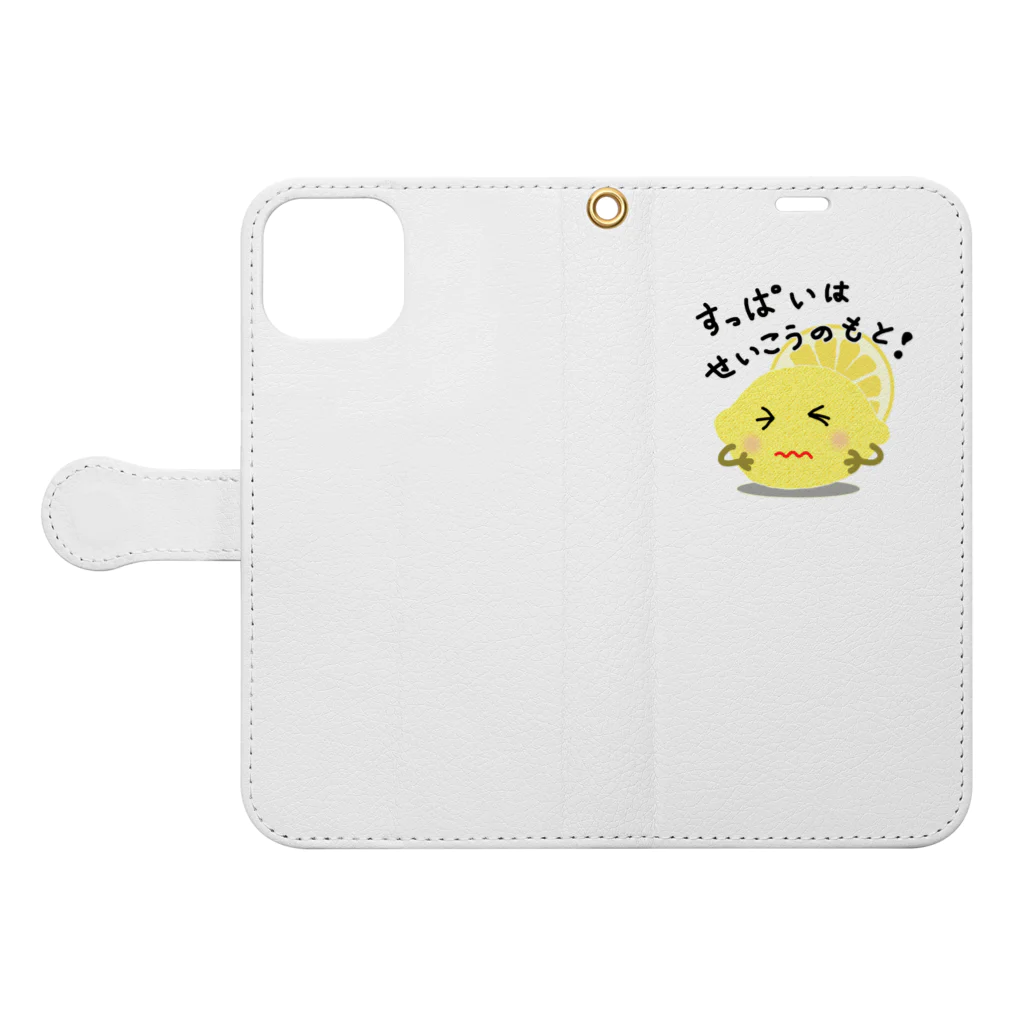 MZグラフィックスのレモン　すっぱいはせいこうのもと　ロゴTシャツ Book-Style Smartphone Case:Opened (outside)