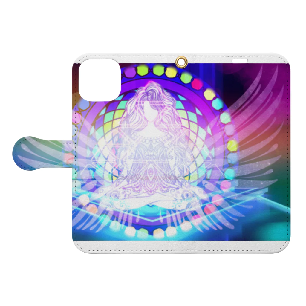 💖宇宙整体♪🌈♪こころからだチャンネル♪💖のuniversal 曼茶羅　meditation Book-Style Smartphone Case:Opened (outside)