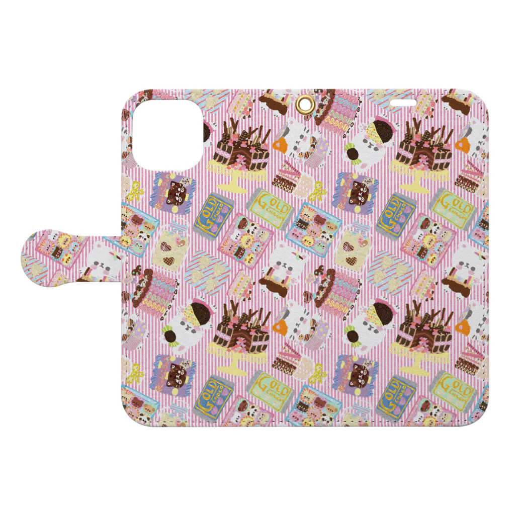 Katsukin Takamura | フェルトミニチュアアートドールのホワイトデーチョコレートパーティー Book-Style Smartphone Case:Opened (outside)