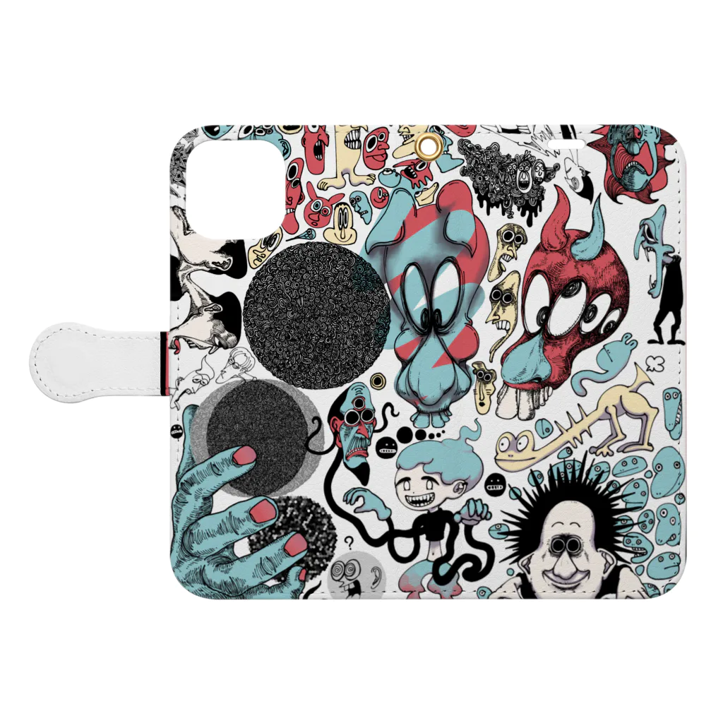 人骨流星群のPeace is clumsy「あぶら」 Book-Style Smartphone Case:Opened (outside)