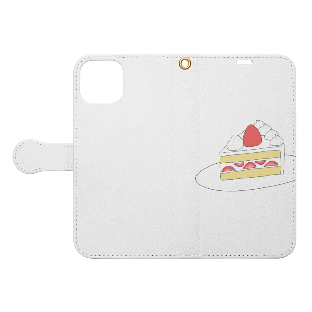 ぷぷのショートケーキ Book-Style Smartphone Case:Opened (outside)